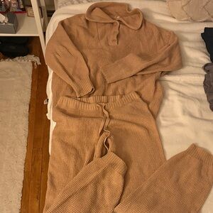 Aerie Warm Tan Knit Sweater Set